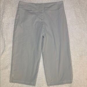 Eileen Fisher Wide Leg Cropped Pant Beige Cotton Large